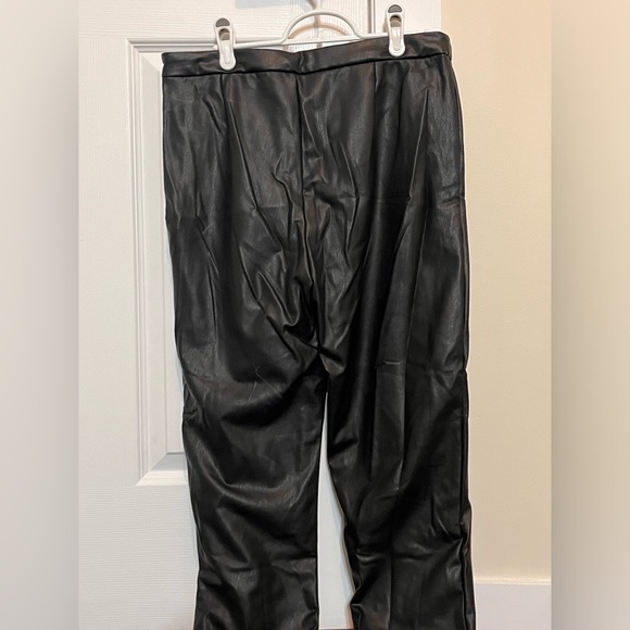 Shinestar Black Faux Leather Pants with Zipper Hem, Size L - Picture 6 of 6